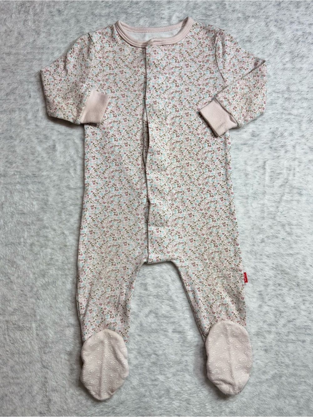 Magnetic Me Ditsy Floral Footie Sleeper 9-12M Baby Girl Organic Cotton Bloom